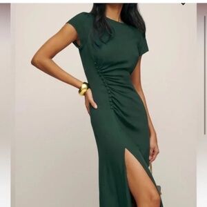 Reformation Fraiser Dress Forest Green